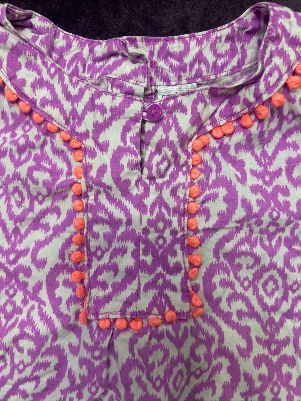 Carter's Purple and White Patterned Sleeveless Tank Top with Orange Trim